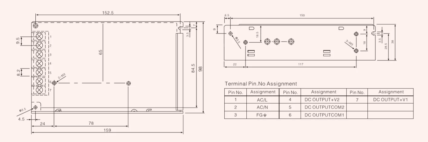 Dual output switching power supply 5v 12v smps