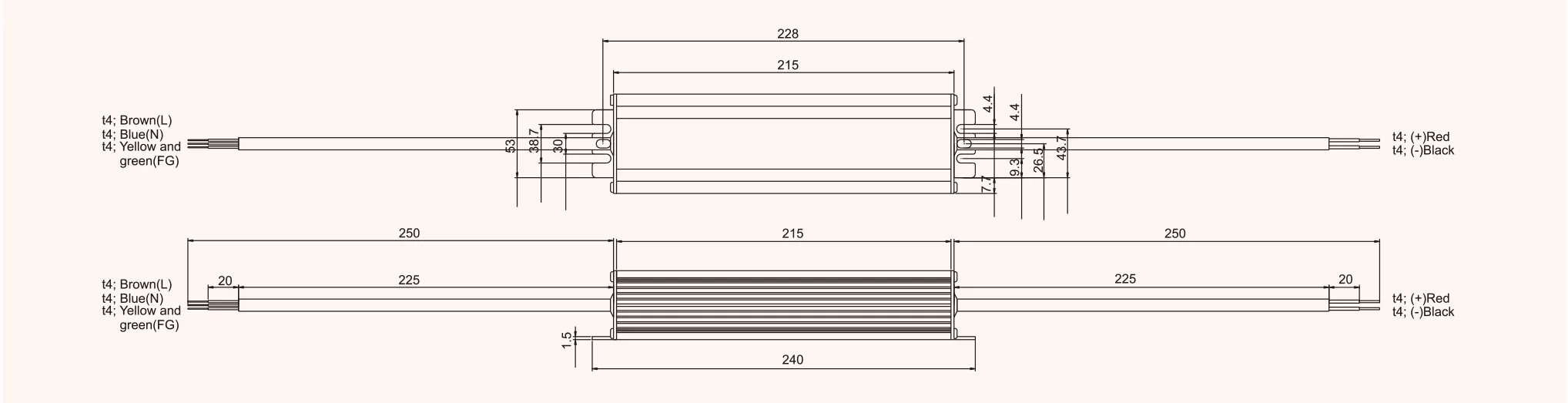 Waterproof IP67 LED driver AC 110v/220v 150W power supply mechanical specification