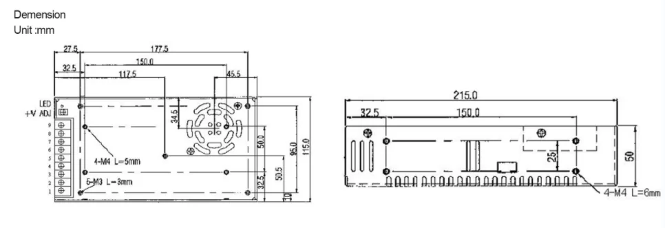 SC-350W Dimensions